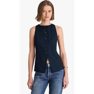 Madewell | NWT Cutaway Vest Midnight Navy Button Front Sleeveless Top | Sz 00
